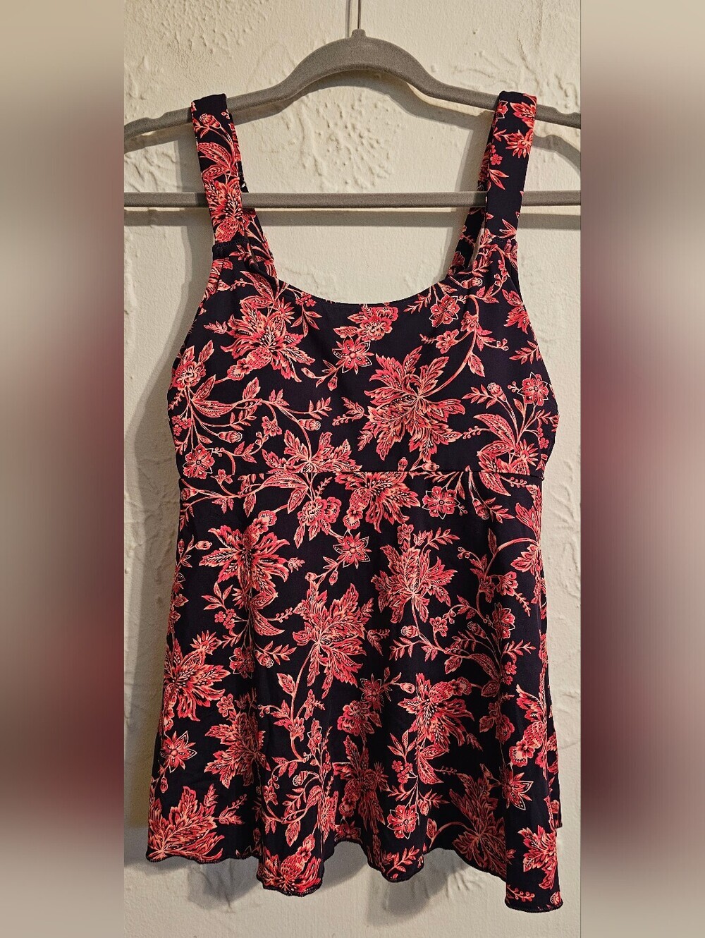 Lands' End Tankini Top Floral Print Square Neck Women's NWT XS